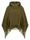 Herno Fringed Hooded Jacket In Green