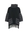 Herno Wool Poncho With Down Details In Black