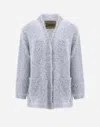 Herno Frizzy Lurex Knit Cardigan In White/silver