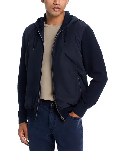 Herno Front Zip Hooded Sweatshirt In Blue
