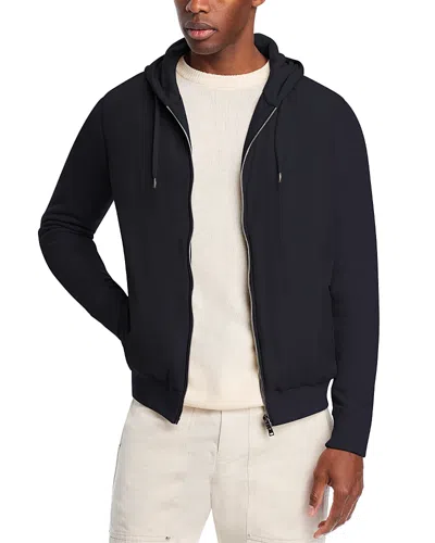 Herno Front Zip Hooded Sweatshirt In Navy