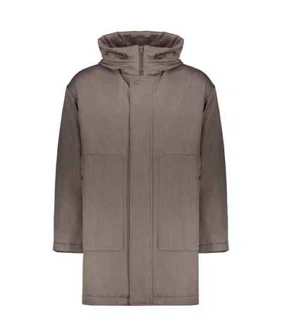 HERNO FULL-LENGTH ZIPPER HOODED DOWN JACKET
