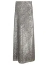 Herno Midi Skirt With Shimmering Metallic Finish And Flared Silhouette In Silver