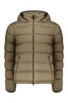 Herno Quilted Zip-up Hooded Jacket In Khaki