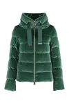 Herno Drawstring Velour Puffer Jacket In Multi