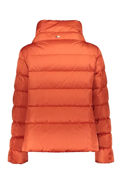 Herno Full Zip Down Jacket In Orange