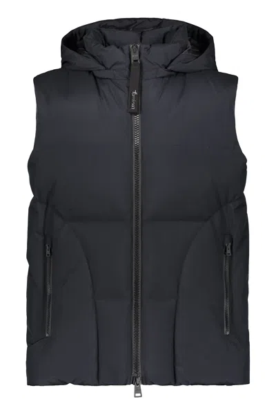 Herno Hooded Full-zip Down Vest In Black