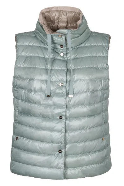 Herno Full Zip Down Vest In Blue