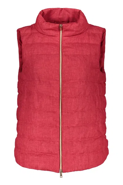 Herno Full Zip Down Vest In Red