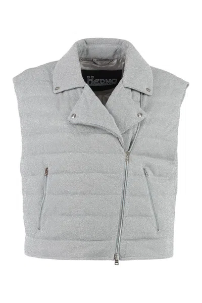 Herno Zip-up Sleeveless Down Gilet In Gray