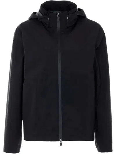Herno Functional Lightweight Hooded Jacket With Zip Clothing In Black