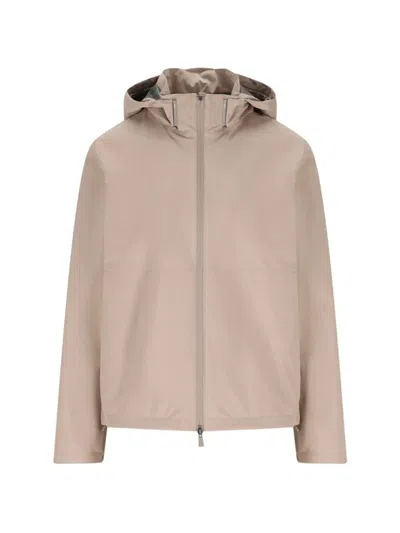 Herno Functional Lightweight Hooded Jacket With Zip Clothing In Neutral