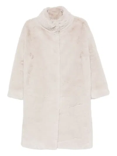 Herno Funnel-neck Coat In Neutral