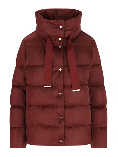 Herno Shiny Satin Cape Down Jacket Clothing In Red