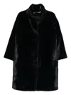 Herno High-neck Faux-fur Coat Clothing In Black