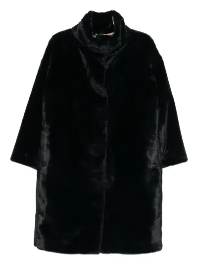 Herno Funnel-neck Fur Coat In Black