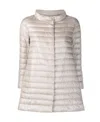 Herno Funnel-neck Mid-length Quilted Jacket In Pearl Grey