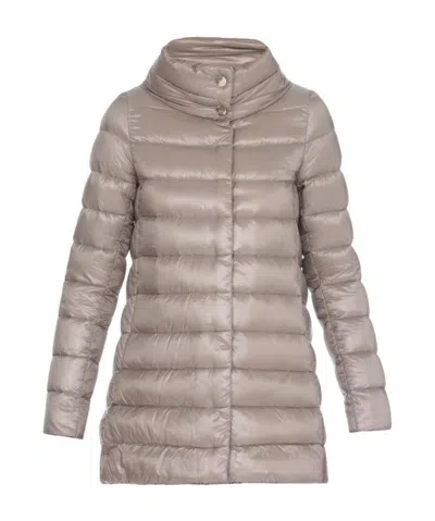 Herno Funnel-neck Padded Coat In Nude