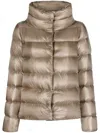 Herno Funnel-neck Padded Jacket In Brown
