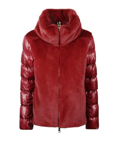 Herno Funnel-neck Padded Jacket In Burgundy