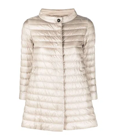 Herno Funnel Neck Quilted Down Jacket In White