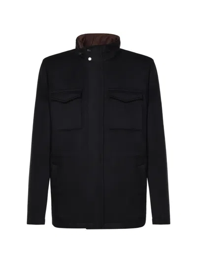 Herno Funnel-neck Flap-pocket Jacket In Multi