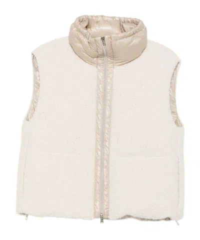 Herno Sleeveless Casual High Collar Layering Coat In Neutral