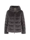 Herno Quilted High-collar Grey Faux Fur Coat In Black