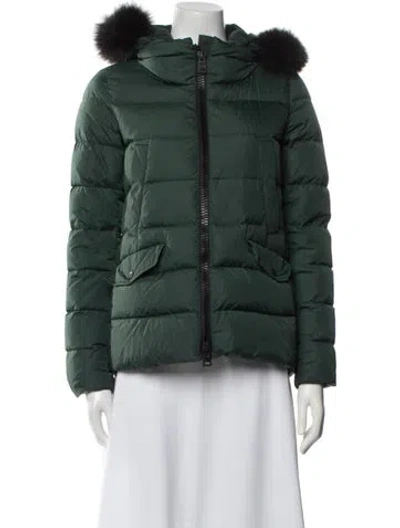 Pre-owned Herno Fur Coat In Green