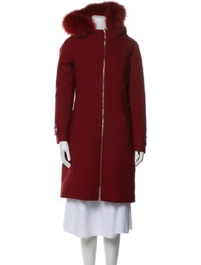 Pre-owned Herno Fur Coat In Red