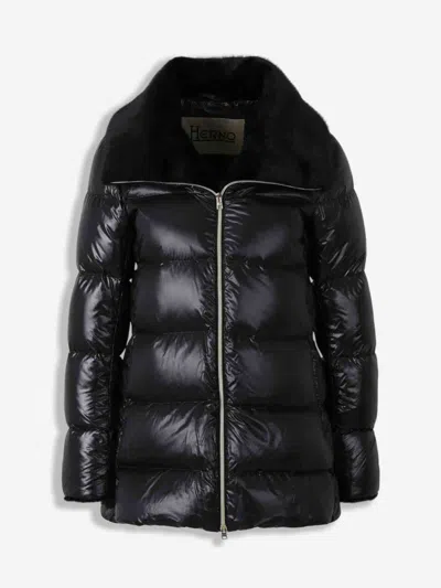 Herno Fur Collar Down Jacket In Multi