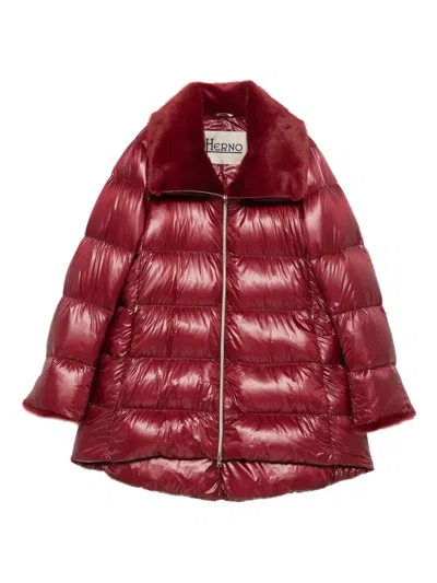 Herno Fur Collar Jacket In Red
