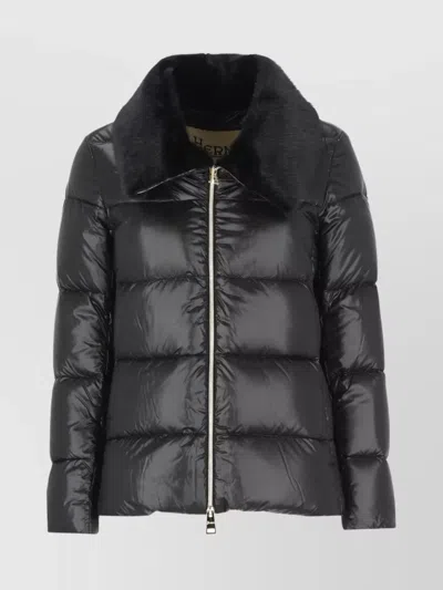 Herno Fur Collar Padded Down Jacket In Black