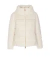 Herno Down Cape Jacket Fur Effect In Bianco