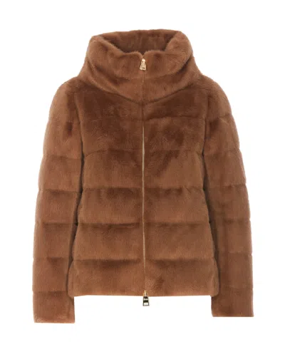 HERNO FUR EFFECT CAPE JACKET