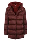 Herno Hooded Quilted Down Coat In Burgundy