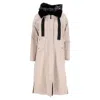 Herno Fur Lining Midi Parka Coat In Beige Polyester In Beige