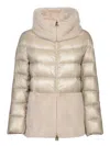 Herno Ultralight Nylon And Lady Alternative Fur Hooded Jacket In Beige