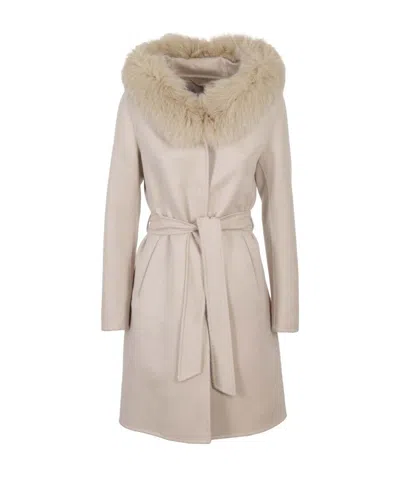Herno Fur-trim Hooded Coat In Nude | ModeSens