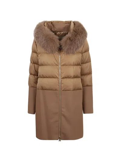 Herno Fur-trim Puffer Jacket In Neutral