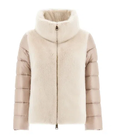 Herno Fur-trimmed Quilted Jacket In Gold