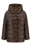 Herno Fusciacca Hooded Mid Length Down Jacket In Braun