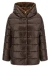 Herno Fusciacca Hooded Mid Length Down Jacket In Brown
