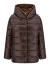 Herno Fusciacca Hooded Mid Length Down Jacket In Brown