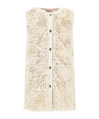 Herno Gathered Georgette Coat In White