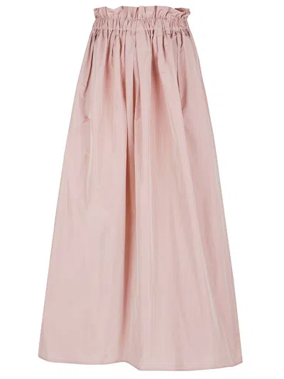 Herno Gathered Taffeta Maxi Skirt With Water-repellent Treatment In Pink