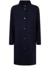 Herno Band-collar Buttoned Coat In Blue