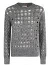 Herno Geometric-cutout Crew-neck Sweater In Gray