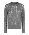 Herno Geometric-cutout Crew-neck Sweater In Gray