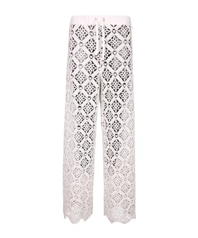 Herno Geometric Lace Wide-leg Pants In White